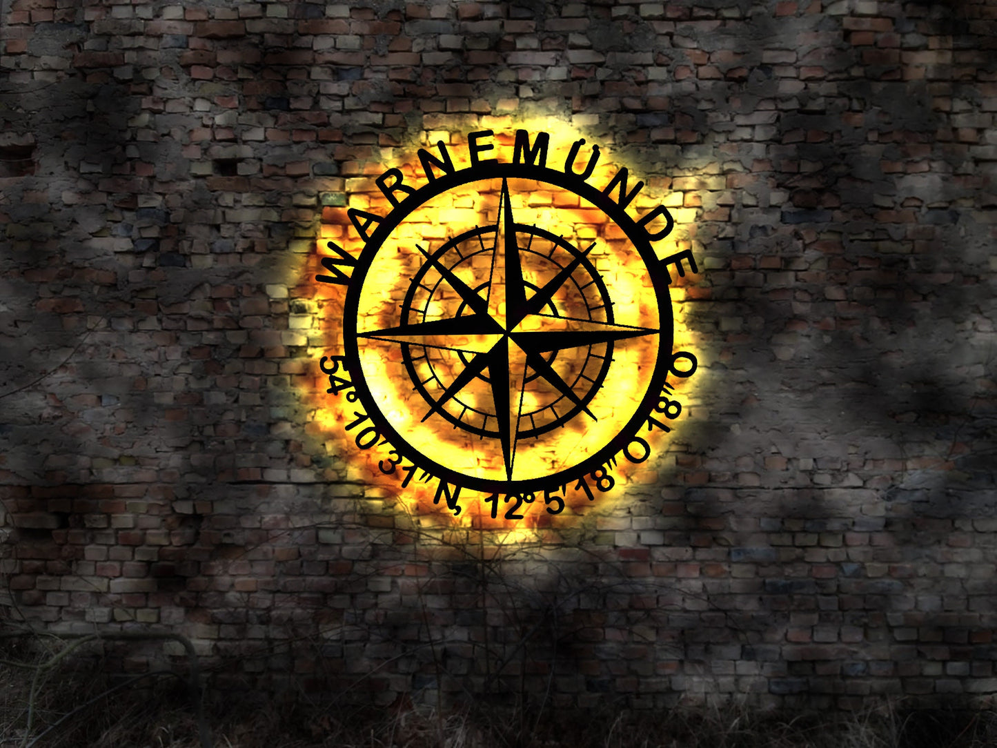 Rostock Warnemünde  Leuchtreklame  Kompass
