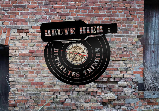 Wanduhr Uhr Betreutes Trinken lustig Trinkspruch Schid Bar Kneipe Barschild sign