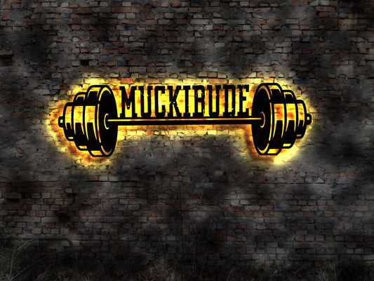 LED Schild Wandbild Muckibude Fitness