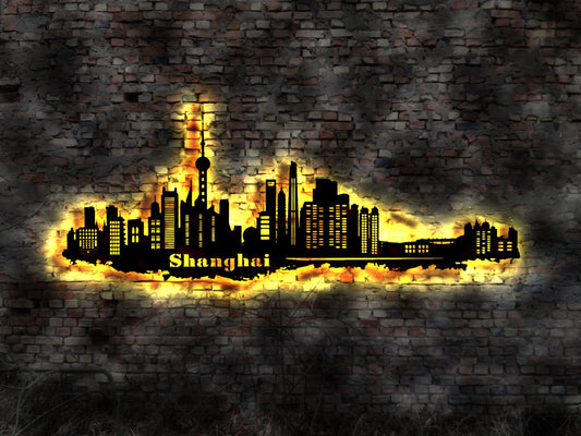 3D LED Bild Skyline Silhouette Shanghai China Chinese  Andenken