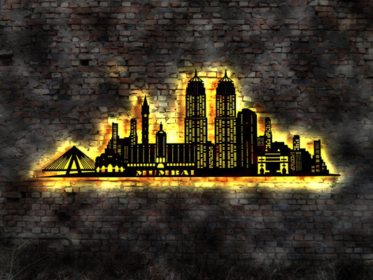 3D LED Bild Skyline Silhouette Mumbai Andenken