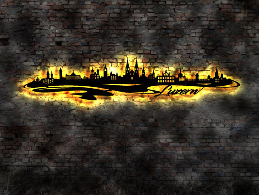 3D LED Bild Skyline Silhouette Luzern Stadt no Aufkleber