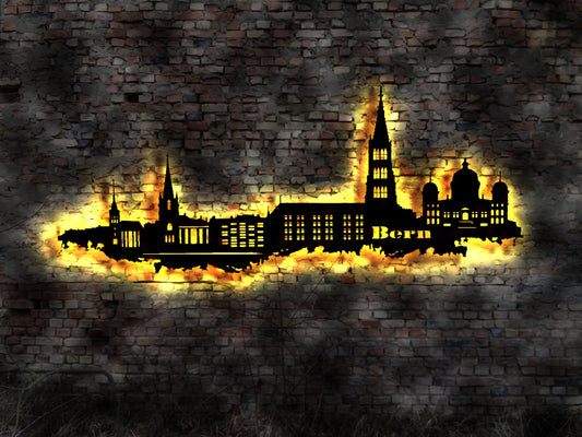 3D LED Bild Skyline Silhouette Bern Stadt no Aufkleber