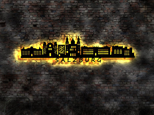3D LED Bild Skyline Silhouette Salzburg  Österreich