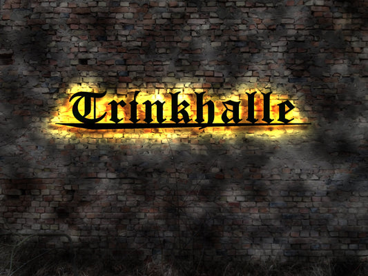 Trinkhalle  Gasthaus Gaststätte Brauerei Bier Brauset Set Brauer Buch no Neonreklame Leuchtschild Emailschild Hopfen Malz Gerste Neon sign