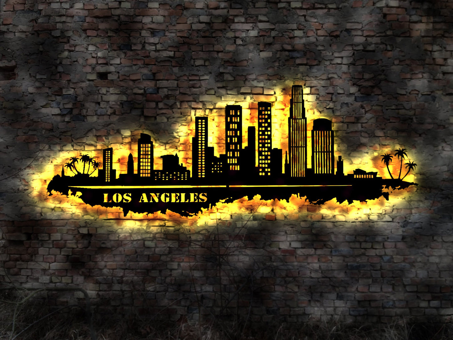 Skyline Los Angeles LED Wandbild Holz Stadt AK Karte Map