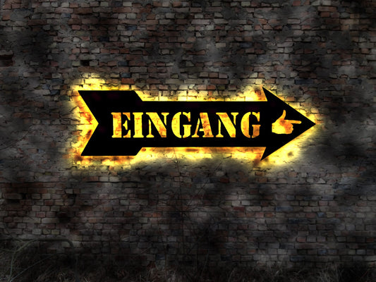 Eingang Dekoschild Pfeil Ausgang Nostalgie no Blechschild Emailschild LED beleuchtet Aufkleber