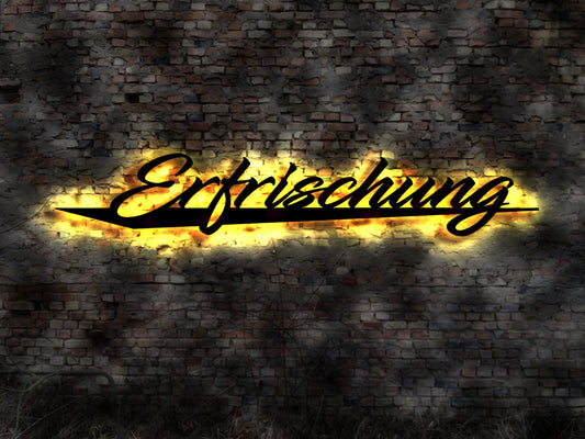Erfrischung Thekenschild  Schild Leuchtschild LED no Blechschild Holzschild Neonreklame
