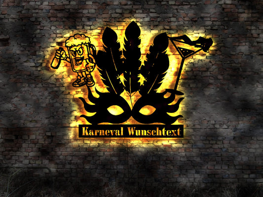 3D LED Bild  LED Schild Deko Karneval Fasching Kostüm Jecken besonderes ausgefallenes Kneipe