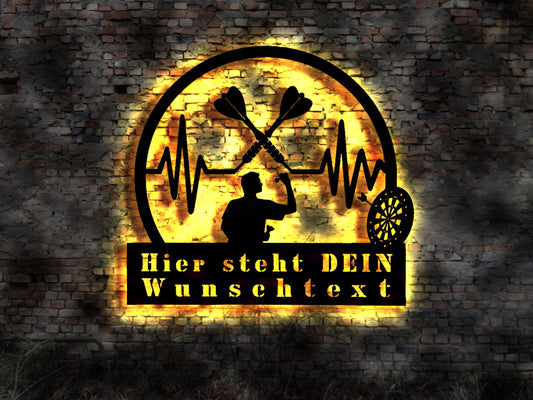Individuelles custom Wunschtext Dart Darts Dartpfeile Spiel Dartspiel Dartscheibe Leuchtschild LED Deko  Leuchtschild Wandsticker