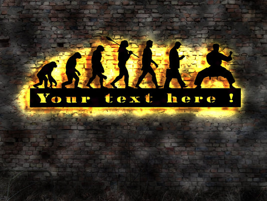 Karate Kung Fu Judo Logo Leuchtschild LED Wandbild Aufkleber Gürtel Anzug Leuchtschild Bardeko BarSchild Werbung Kampfsport Sport Fighter