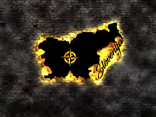 3D LED Wandbild Slowenien Slovenija Slovenien Slovenia Silhouette Umrisss Aufkleber