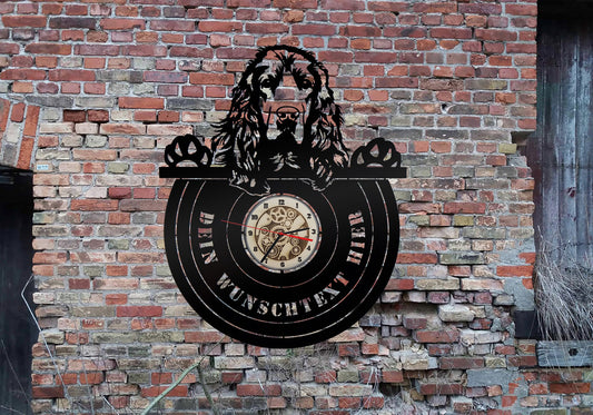 Wanduhr Uhr Holzuhr Uhren Ziffernblatt Clock Holz Armbanduhr Cocker Spaniel wood wall sign sticker Welpen Welpe