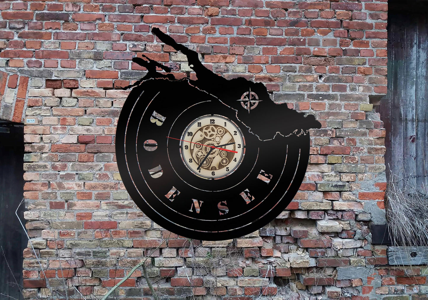 Bodensee  Wanduhr Uhr Holzuhr Uhren Ziffernblatt Clock Holz Armbanduhr Skyline Silhouette  Aufkleber