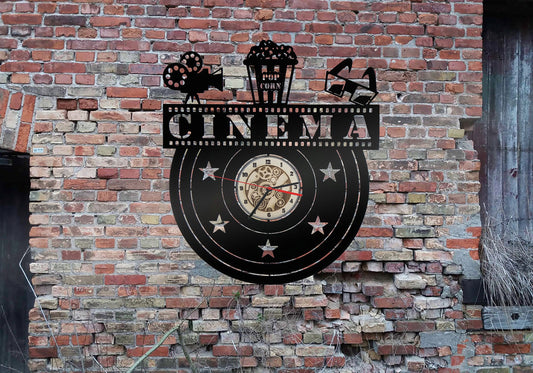 Cinema Kino  Uhr Holzuhr Uhren Ziffernblatt Clock Holz Armbanduhr Schild  Aufkleber Movie