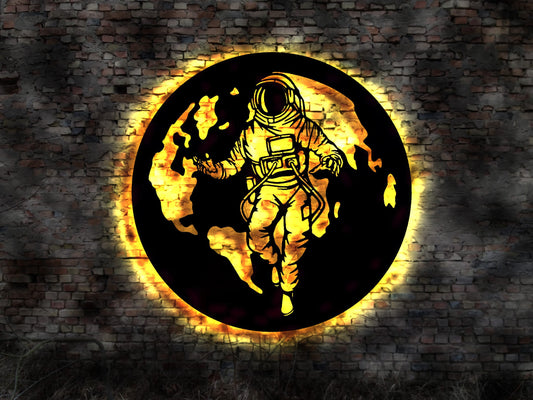 LED Bild Wandbild  Astronaut Planeten Weltall