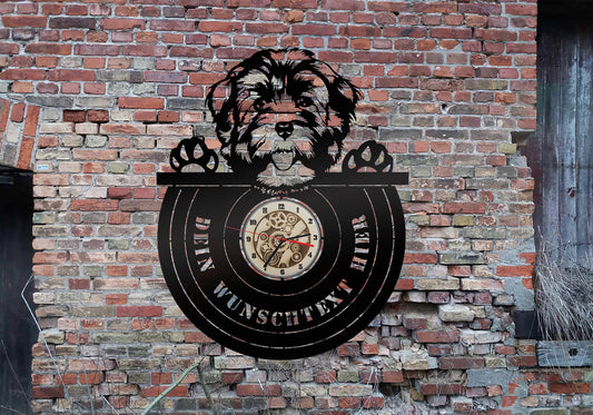 Havaneser Wanduhr Uhr Holzuhr Uhren Ziffernblatt Clock Holz Armbanduhr wood wall sign sticker Welpen Welpe