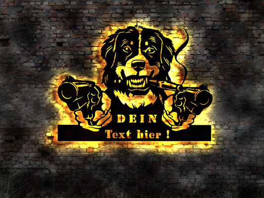 Böser Hund Berner Sennenhund LED Wandbild aus Holz Welpen Welpe Buch Hund Dog Zucht Züchter  Plüschtier Sennhund bissiger beißt Hundebiss
