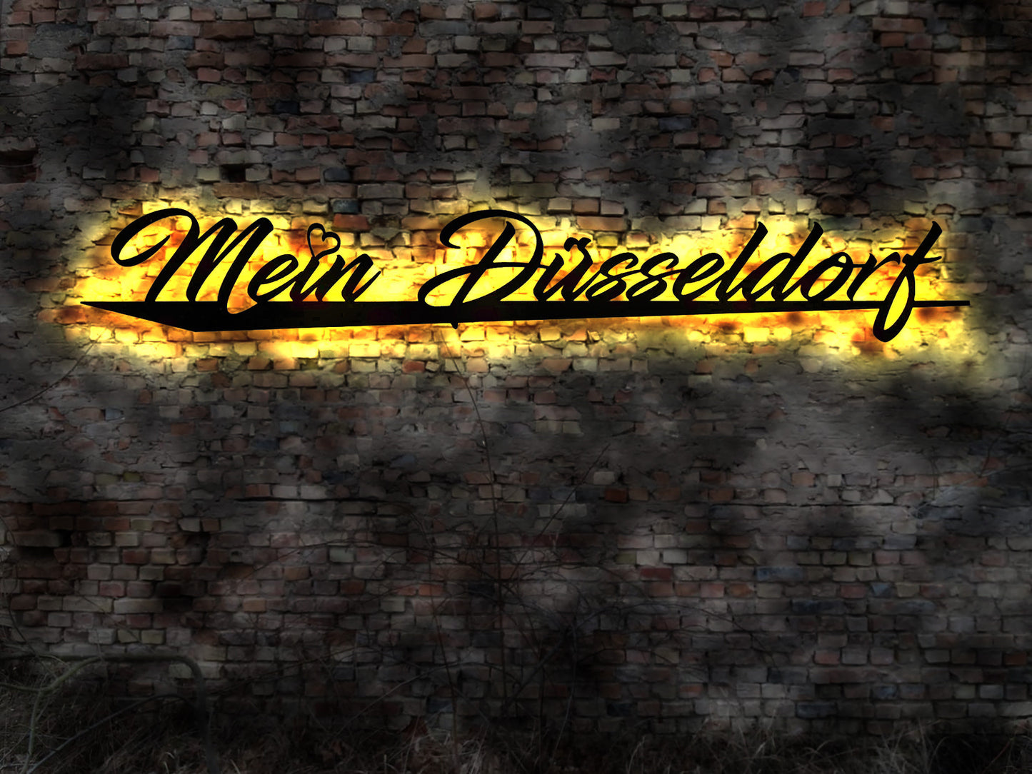 Skyline Mein Düsseldorf LED Wandbild Stadt  Karte Map Stadtplan Wandsticker Leuchtbild Neonreklame Wandtattoo Reiseführer Silhouette