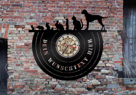 Wanduhr Uhr Holzuhr Uhren  Tier Arzt Leuchtschild Buch Koffer Literatur Hund Katze Kleintiere Tisch Dokto Animal Helfer Praxis