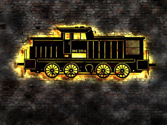 DDR  Lok Eisenbahn Schild Schiene Wagon Bahnhof Modelleisenbahn Leuchtschild LED Deko Auto Autoaufkleber Schild