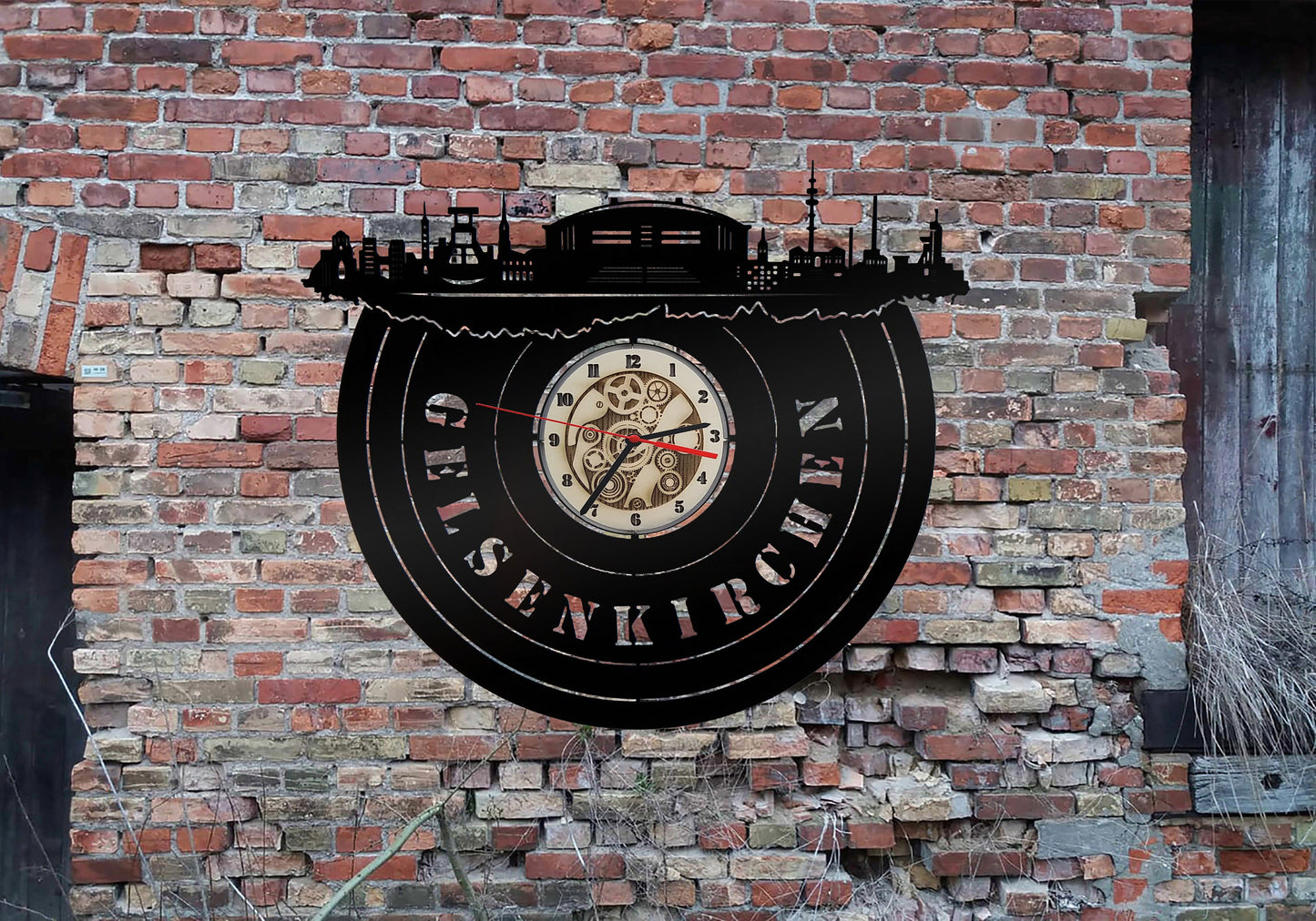 Skyline Gelsenkirchen NRW Stadion Uhr Wanduhr Silhouette Sticker Wandtattoo