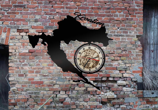 Kroatien Deko Urlaub  Wanduhr Uhr Holzuhr Uhren Ziffernblatt Clock Holz Armbanduhr Skyline Silhouette  Aufkleber