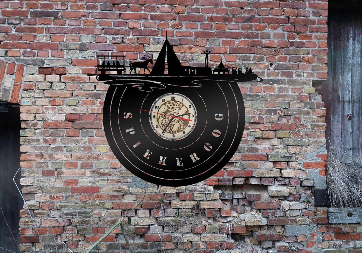 Spiekeroog  Wanduhr Uhr Holzuhr Uhren Ziffernblatt Clock Holz Armbanduhr Skyline Silhouette Insel  Aufkleber