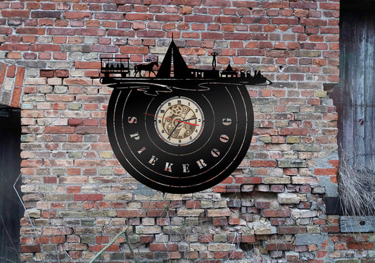 Spiekeroog  Wanduhr Uhr Holzuhr Uhren Ziffernblatt Clock Holz Armbanduhr Skyline Silhouette Insel  Aufkleber