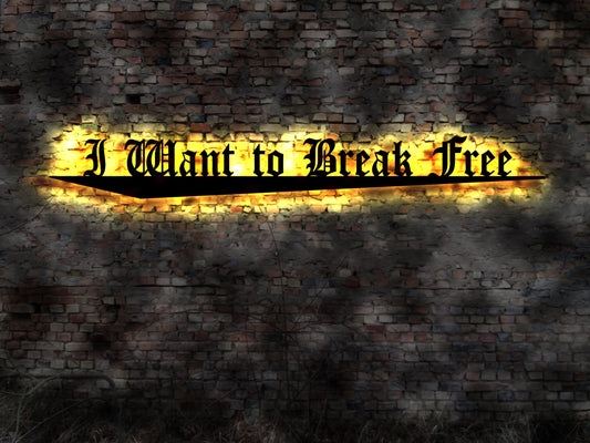 I Want to Break free    Schild no Blechschild  Neon sign LED Metallschild Holzschild Aufkleber Nachtlicht Küche Herzchen Sticker Aufkleber