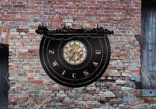 Zwickau  Wanduhr Uhr Holzuhr Uhren Ziffernblatt Clock Holz Armbanduhr Skyline Silhouette  Aufkleber