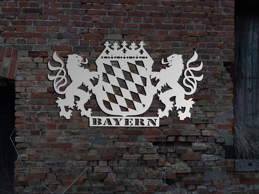 Edelstahl WandbildSchild Bayern Wappen LED Leuchtschild no Glasdekor KFZ-Aufkleber Symbol Wandtattoo  Freistaat Bundesland