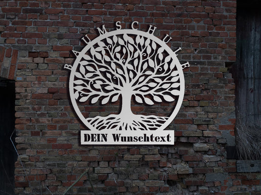 Edelstahl Wandbild Schild Baumschule Gärtnerei Pflanzen Bäume Sträucher   Metall Staglschild Blechschild