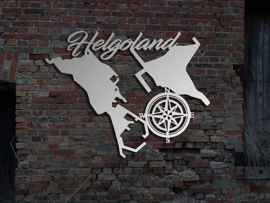 Edelstahl Wandbild Schild Metall Helgoland Insel Deko Kunst