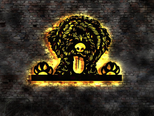 3D Hund Lagotto Romagnolo Italienischer Wasserhund Aufkleber Wandbild Leuchtschild LED Deko no Welpen Halsband Buch Rüde Zucht Bild
