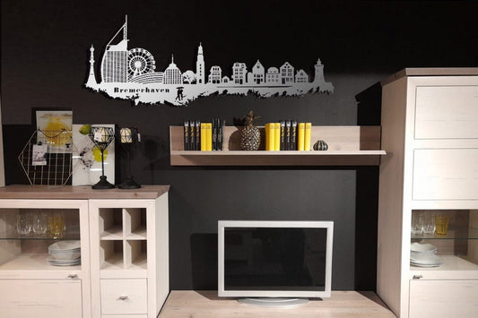 Edelstahl Skyline Stadt Bremerhaven sign  Wandkunst Stahl rostfrei Silhouette Metallkunst Künstlerarbeit Stahl Metall
