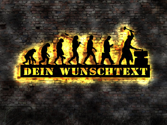 Schmied Handwerk Zunfzeichen Logo Neonreklame LED Wandbild Aufkleber Buch Wandtattoo Butterfly Leuchtreklame sign-shirt Fahne Evolution