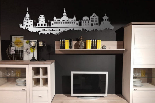 Edelstahl Skyline Stadt Radebeul Wandkunst Stahl rostfrei Silhouette Metallkunst Künstlerarbeit