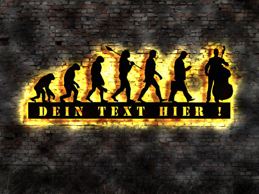 Evolution Cello Spieler Geige Instrument LED Bild Wandbild Notenständer Kasten
