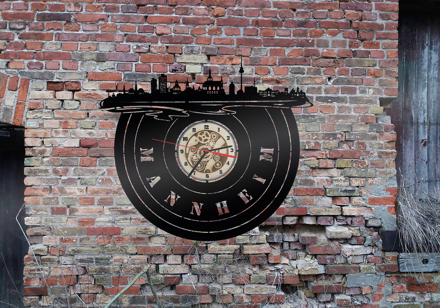 Uhr Wanduhr Bild Insel Mannheim Stadt Skyline Geschenke Shop Sehenswürdigkeiten Pension Hotel