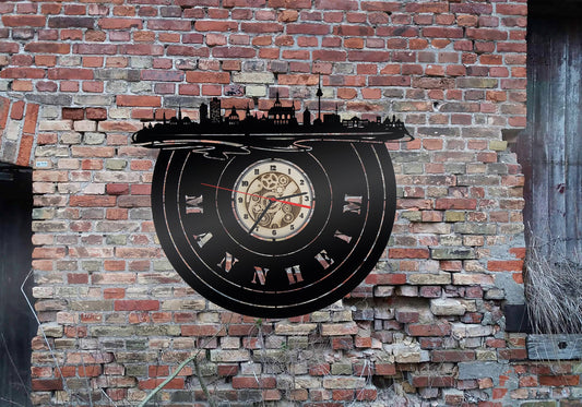 Uhr Wanduhr Bild Insel Mannheim Stadt Skyline Geschenke Shop Sehenswürdigkeiten Pension Hotel