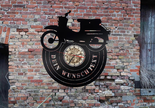 DDR Moped Roller Motorrad Bike 2-Takter Mofa Wanduhr Uhr 3D LED Deko  Silhouette Wandtattoo Aufkleber Sticker  Wandbehang Kuckucksuhr