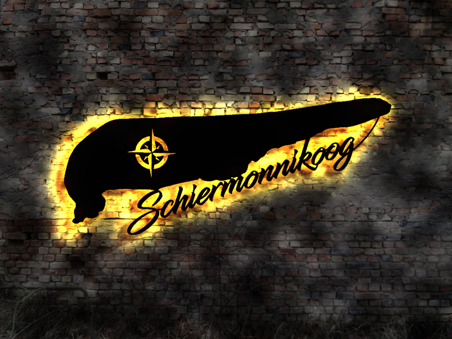 Skyline Schiermonnikoog  LED Wandbild Insel  Holz Stadt AK Karte  Stadtplan Wandsticker Leuchtbild  Wandtattoo Reiseführer Silhouette