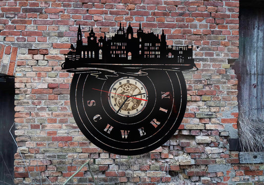 Uhr Wanduhr Bild Stadt Schwerin MV Skyline Fernsehrturm Schloss Schweriner Dreesch