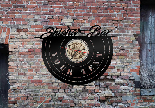 Wanduhr Uhr Holzuhr Uhren Ziffernblatt Shisha Bar Wunsch Text Deko Aufsteller Schild