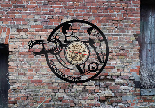 Wanduhr Uhr Tischfussball Tisch Platte Spiel Bälle Kickertisch Tischkicker Deko Wanddeko Ballspiel Silhouette Outdoor Indoor Table sign