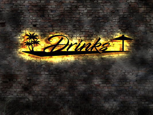 Drinks Cocktails Barschild  Leuchtschild Reklame no Neon sign Neonreklame Tattoo  Blechschild Leuchtschild Bardeko Barschild Barbeleuchtung