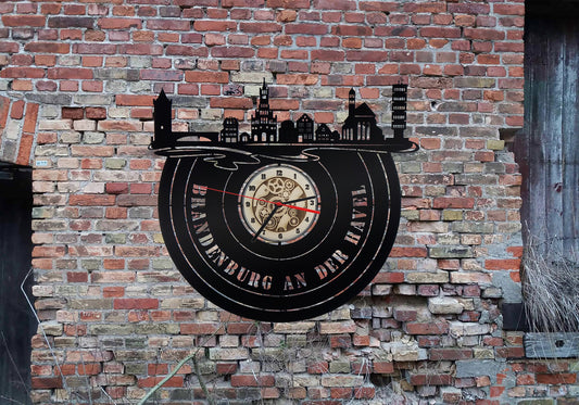 Wanduhr Uhr 3D LED Deko Skyline Brandenburg an der Havel Holz Silhouette Wandtattoo Aufkleber Sticker  Wandbehang Kuckucksuhr Armbanduhren