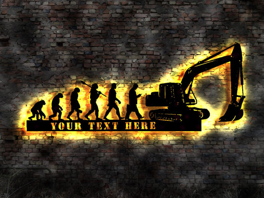 Bagger Baggerfahrer Evolution no Spielzeug Minibagger Baggerschaufel Aufkleber Tattoo Leuchtschild Wandsticker Leuchtbild Neonreklame