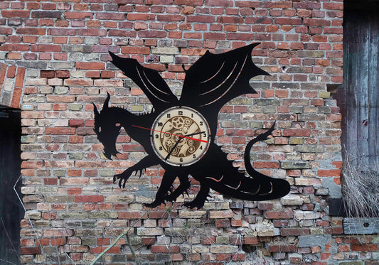 Wanduhr Uhr Drachen Drache Wandtattoo Bild Aufkleber Märchen Feuer Wanddeko Wandbild Deko